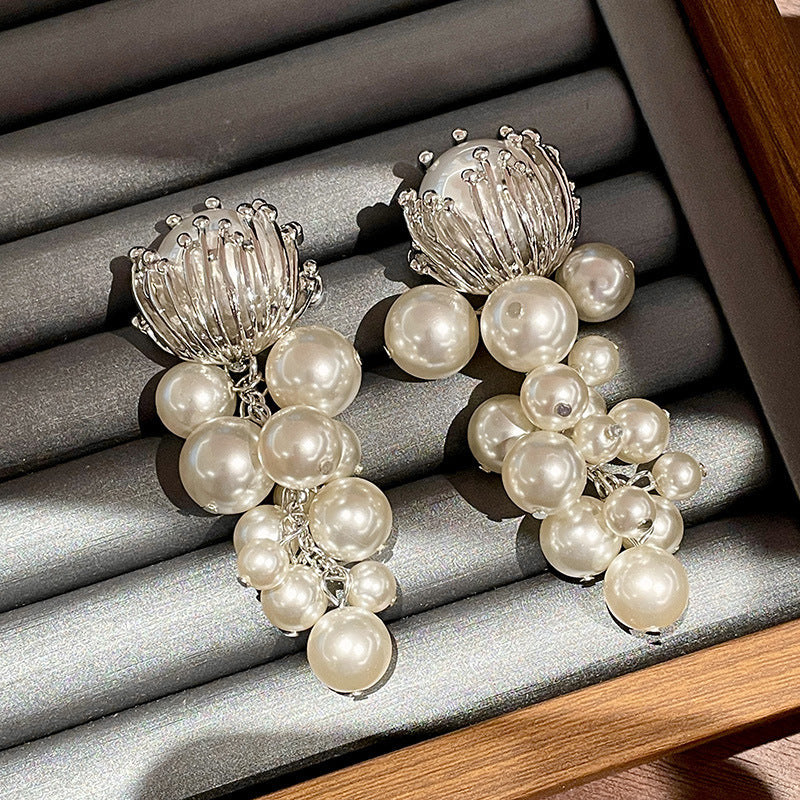 Pearl Grape Tassel Earring