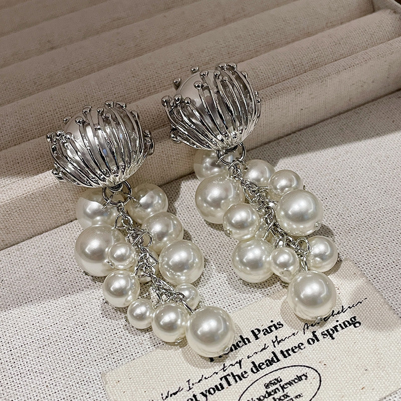 Pearl Grape Tassel Earring