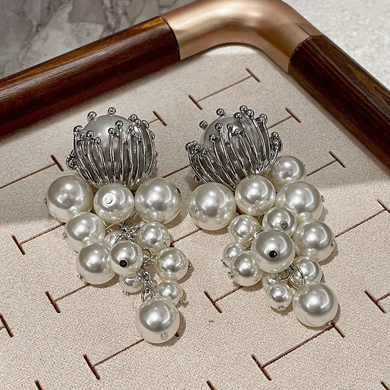 Pearl Grape Tassel Earring