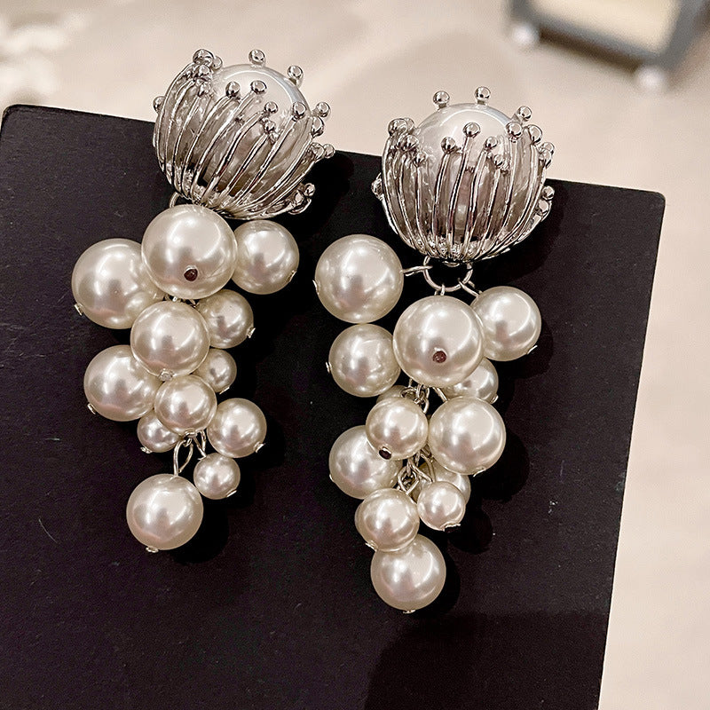 Pearl Grape Tassel Earring