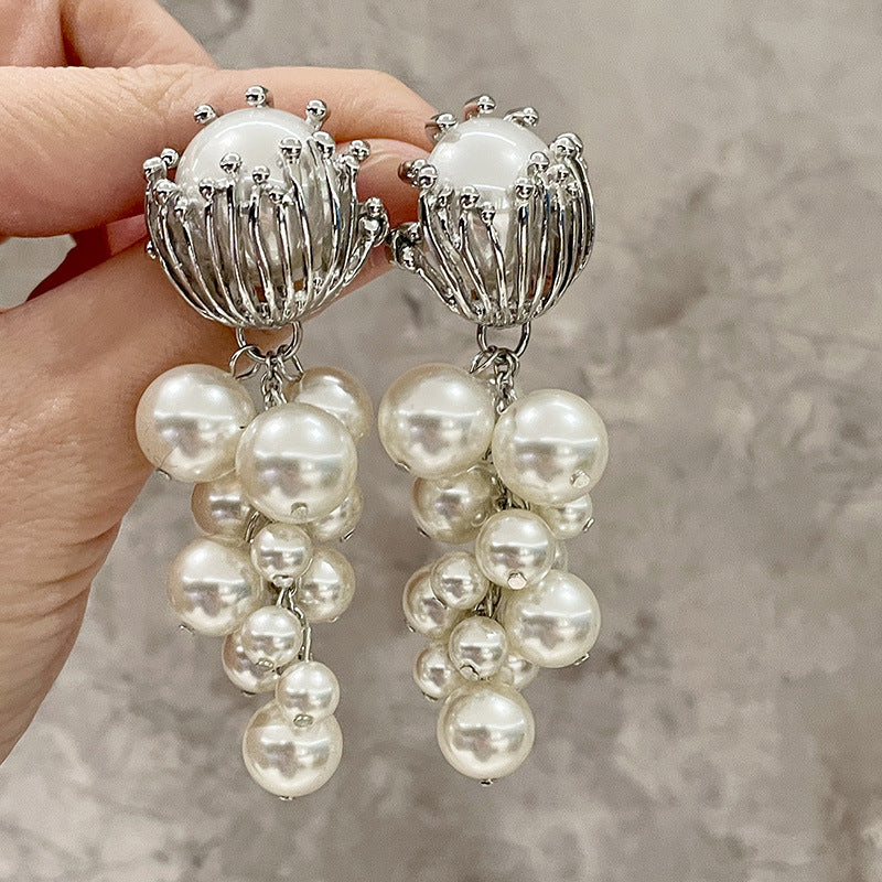 Pearl Grape Tassel Earring