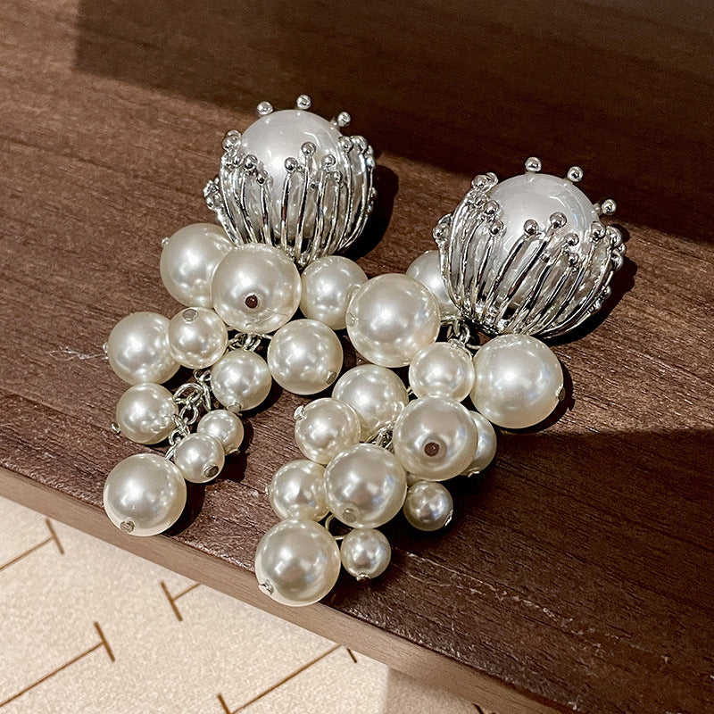 Pearl Grape Tassel Earring