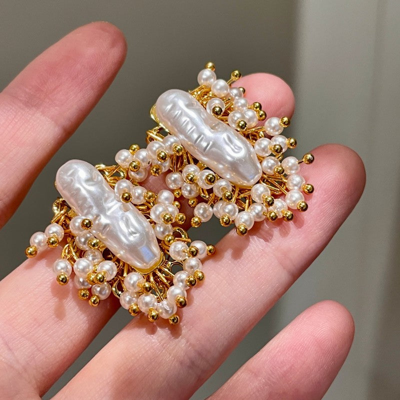 Vintage Pearl Tassel Earrings