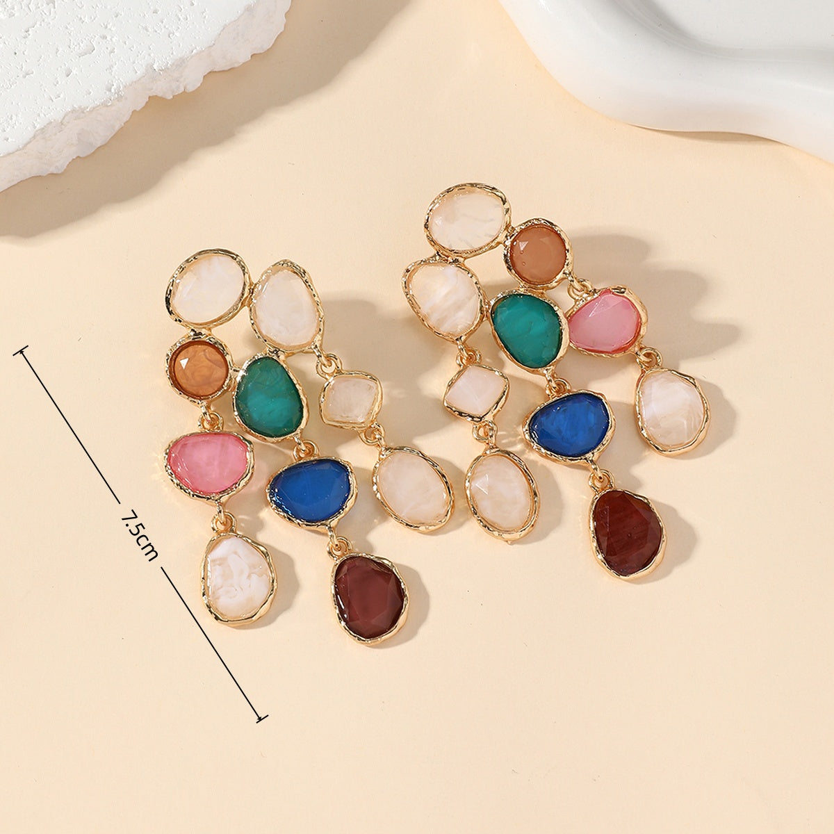 Colorful Long Tiered Earrings