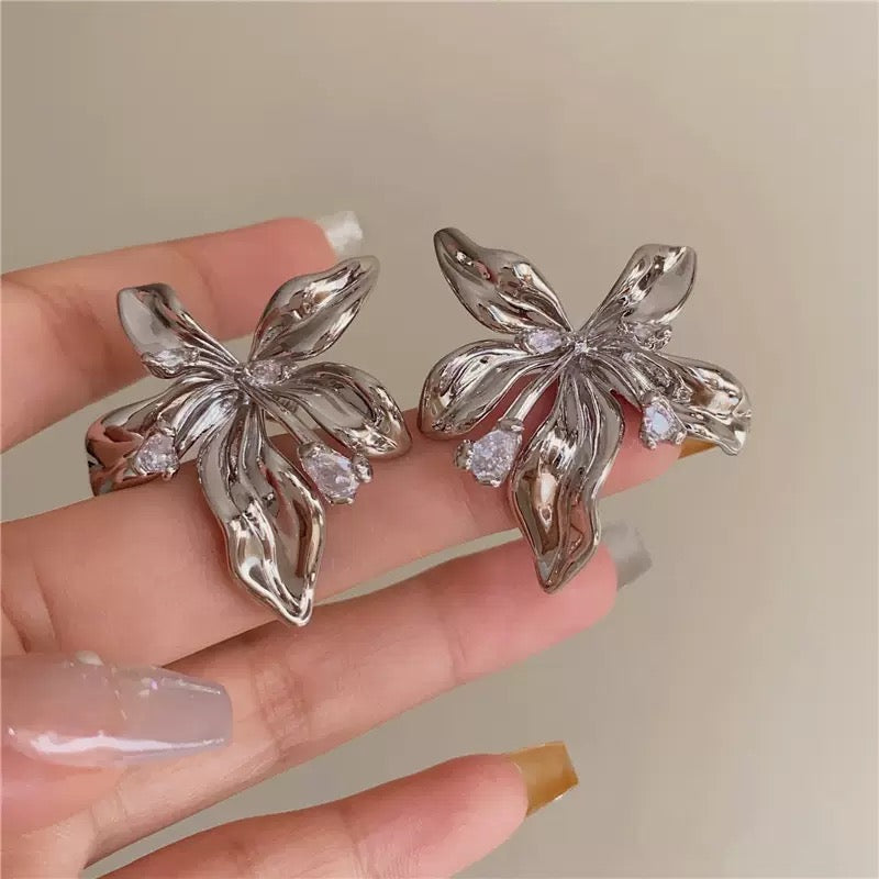 Floral Silver Earrings