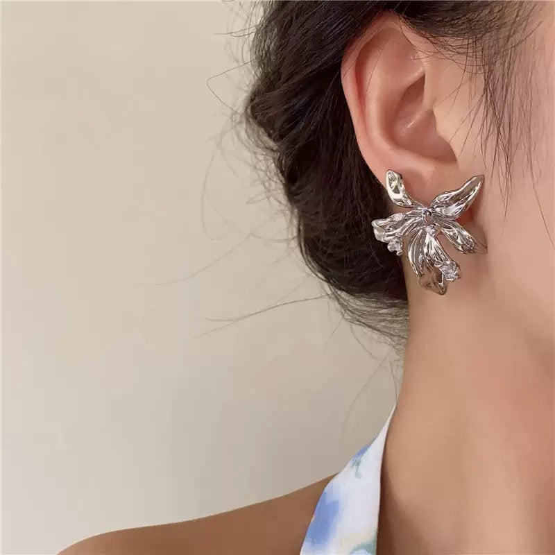 Floral Silver Earrings