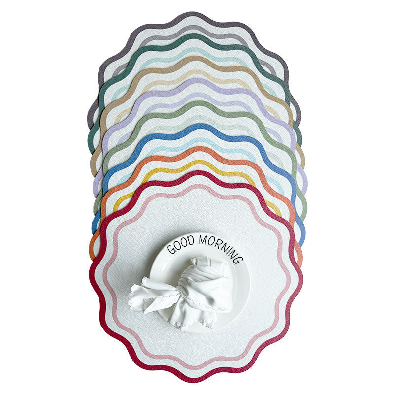 8 placemats with breakfast plates