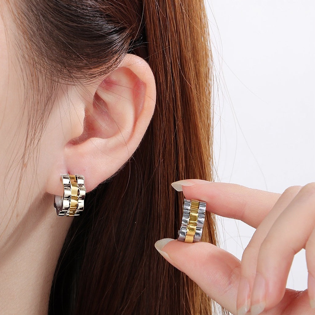 Plated Interlocked Chain Earrings