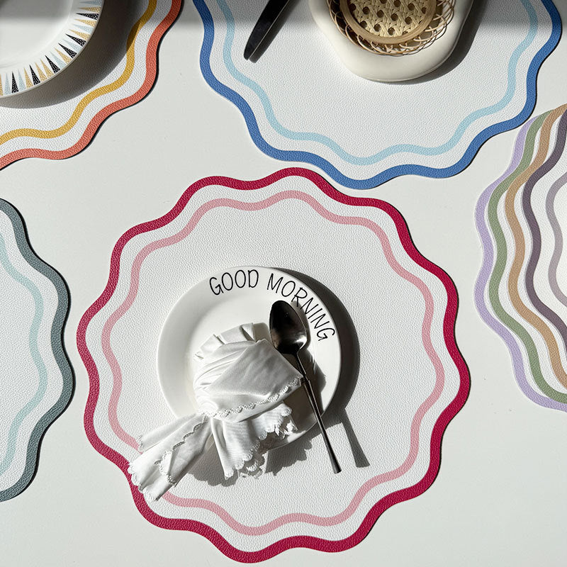 Placemat with a breakfast plate .