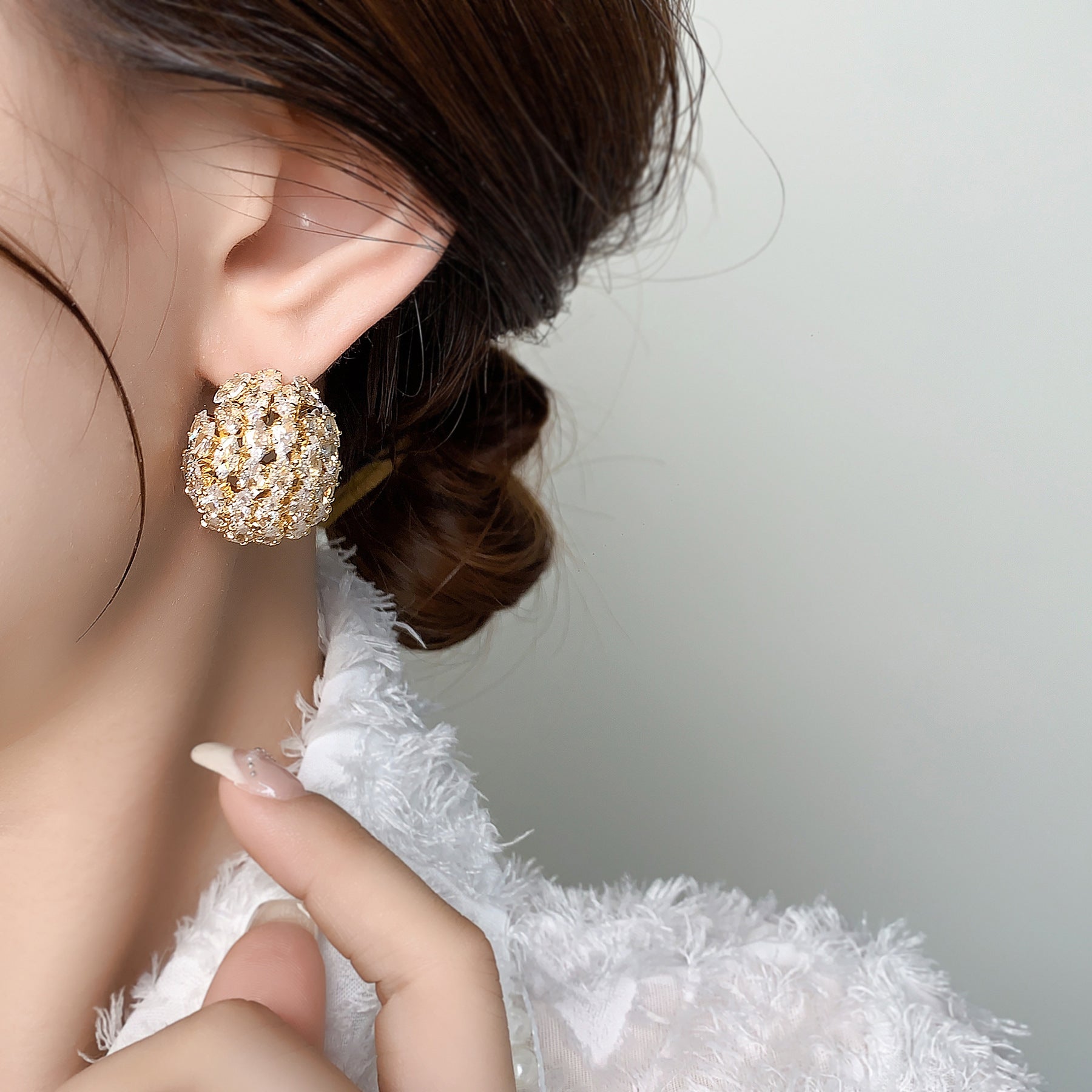 Zircon Dome Shaped Earrings