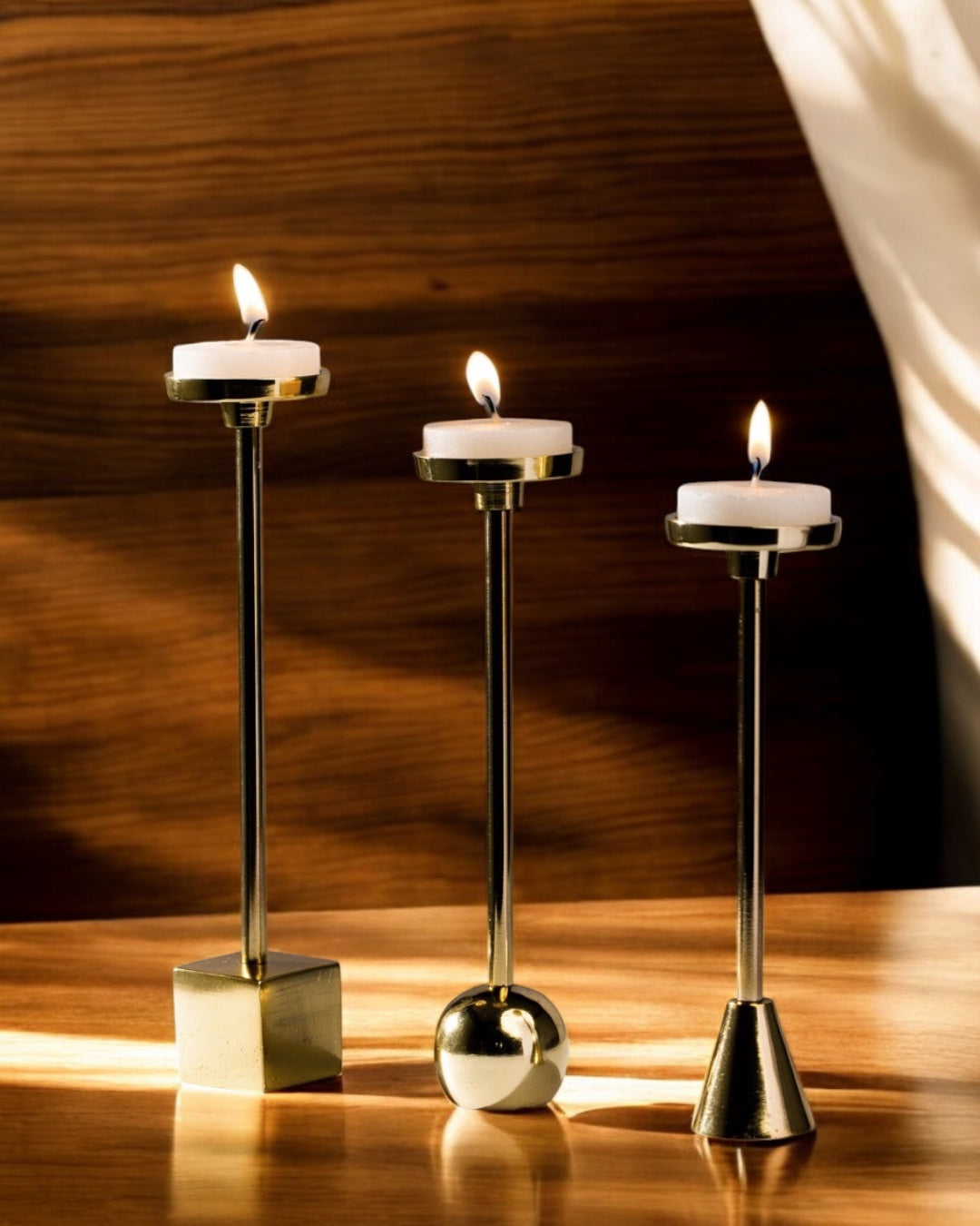 Set of three metal Tea Light Holders