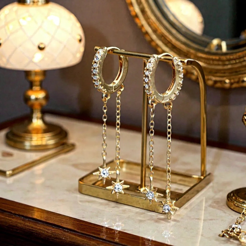 Star Dangler Hoops Plated